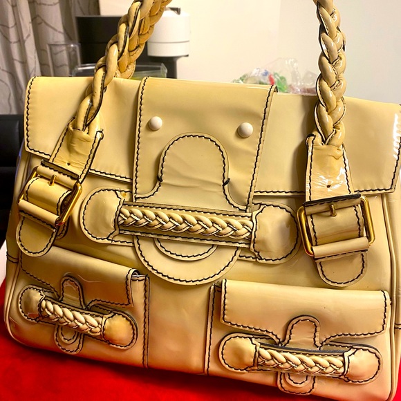 VALENTINO GARAVANI Histoire" Limited Edition Braided Handle Patent Leather  Bag - Picture 5 of 10